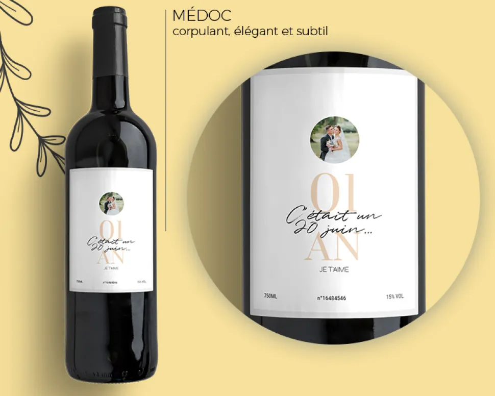 Bouteille de vin personnalisée - Anniversaire de mariage