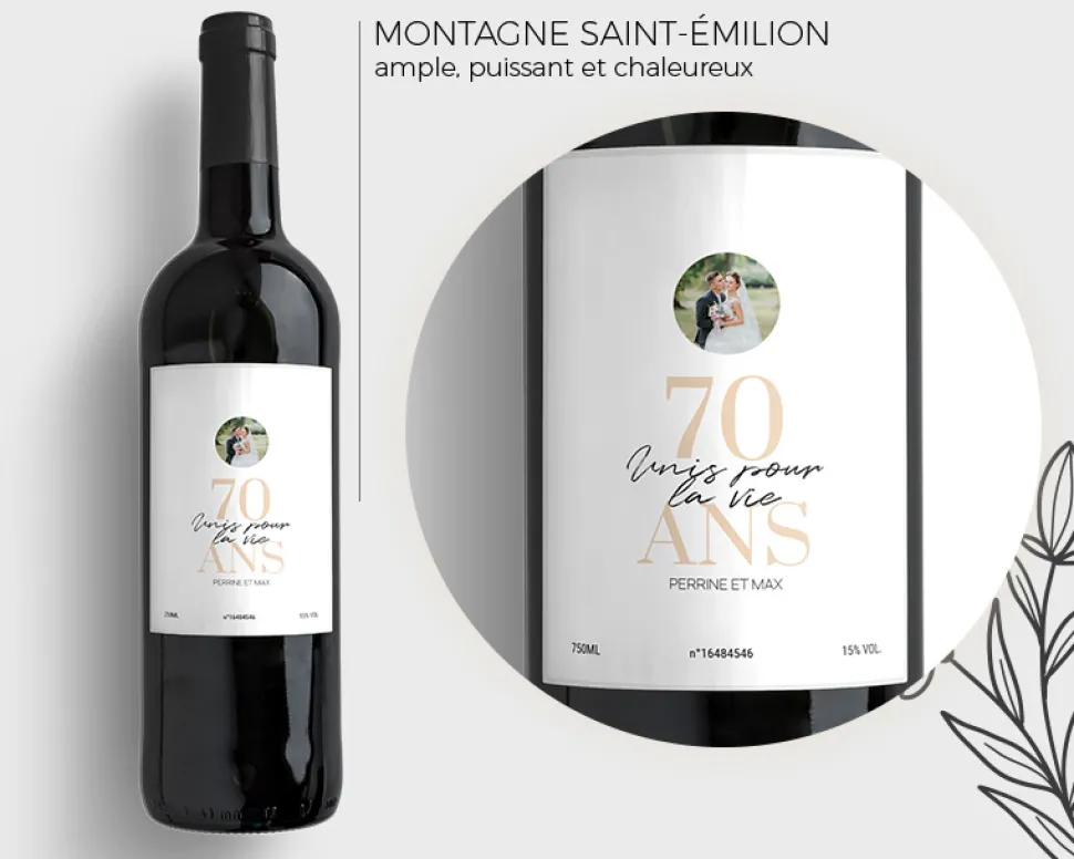 Bouteille de vin personnalisée - Anniversaire de mariage