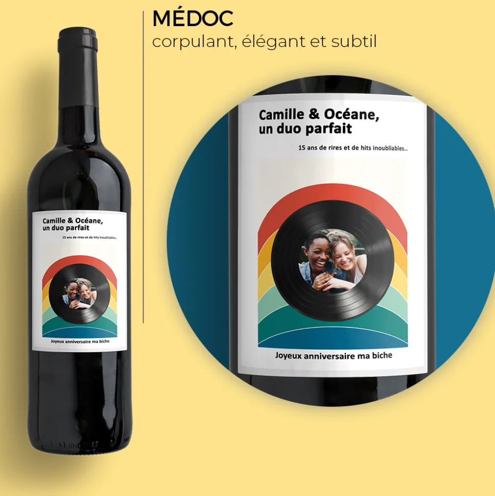 Bouteille de vin personnalisée - Retro Vibes