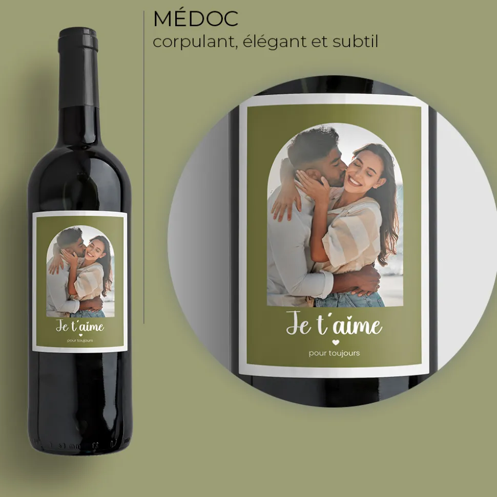 Bouteille de vin personnalisée - Instantané d'Amour