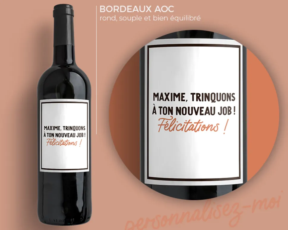 Bouteille de vin personnalisée - Message