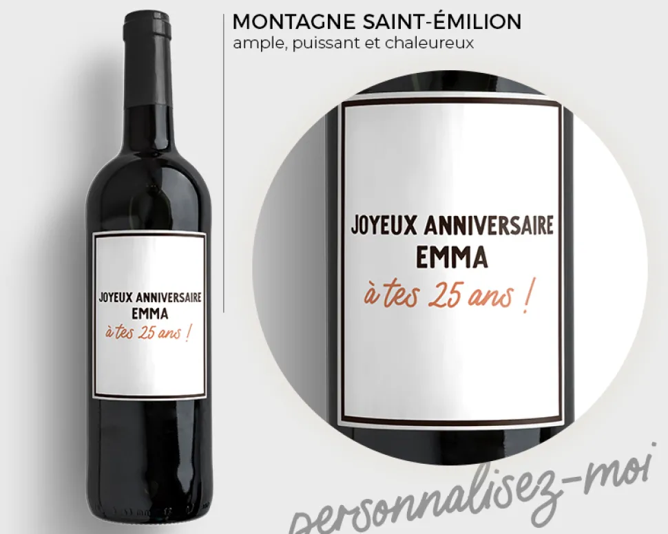 Bouteille de vin personnalisée - Message