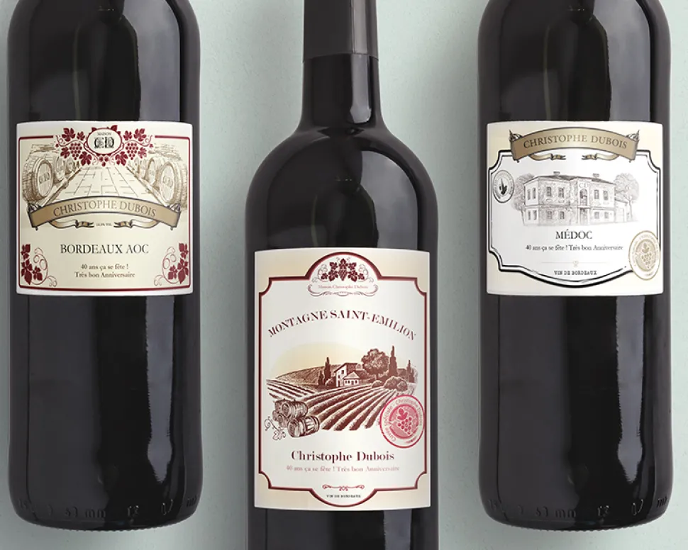 Bouteille de vin rouge personnalisée - Message