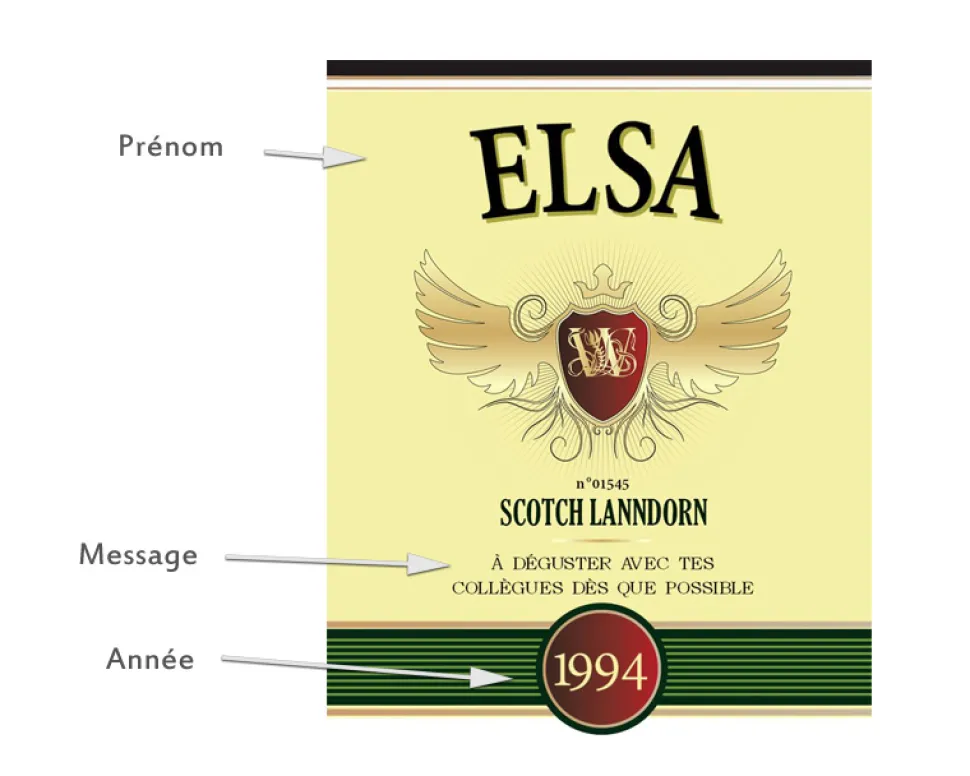 Bouteille de whisky personnalisée - Prénom et message