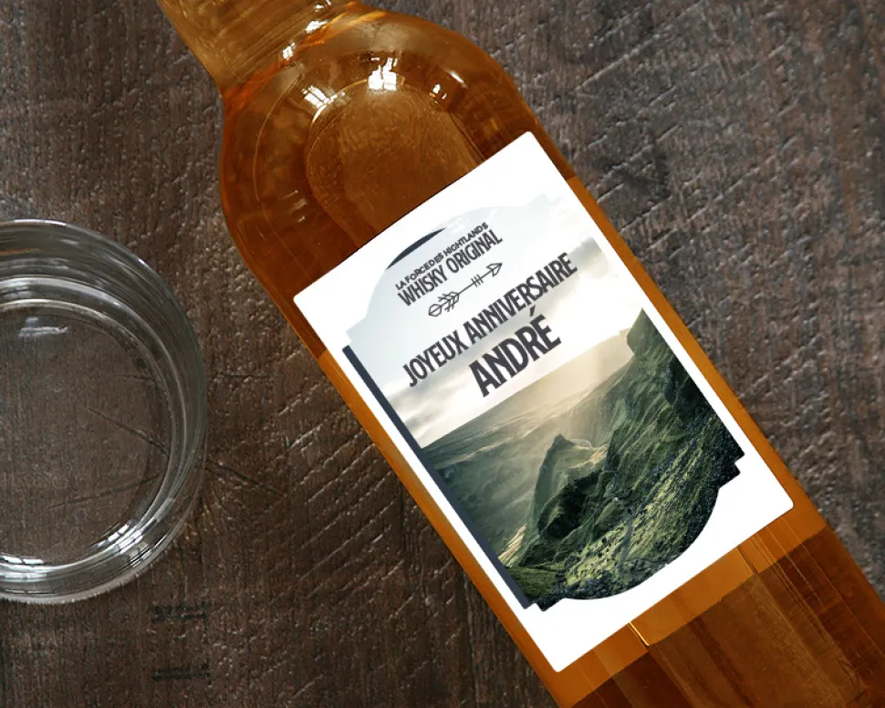 Bouteille de whisky personnalisée message - Highlands