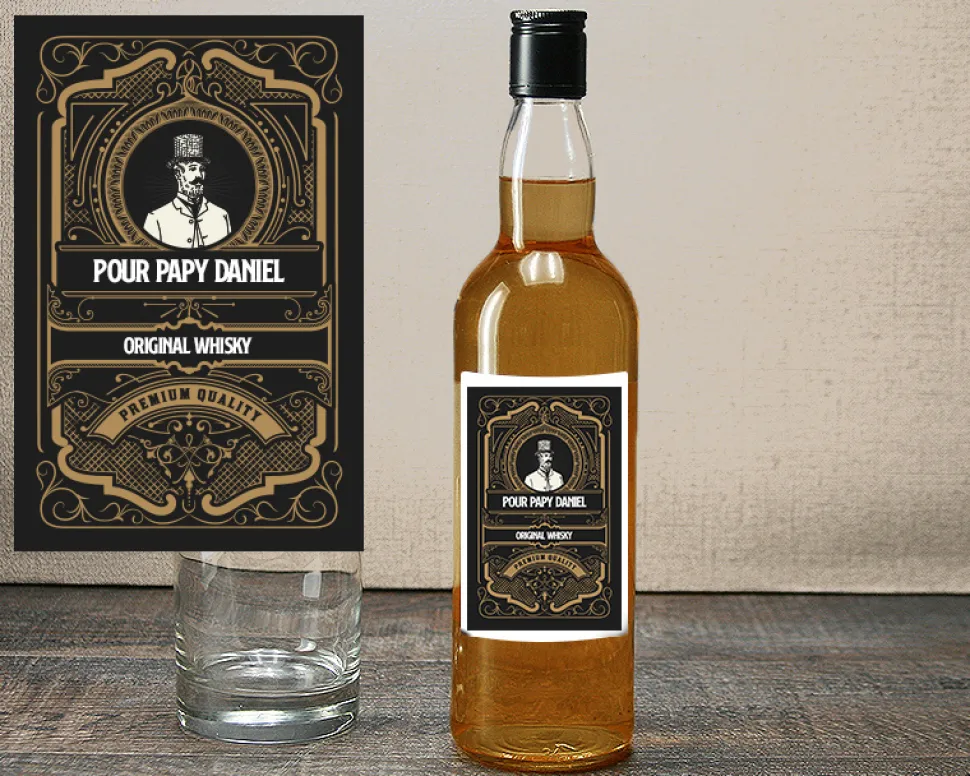 Bouteille de whisky personnalisée message - Rétro