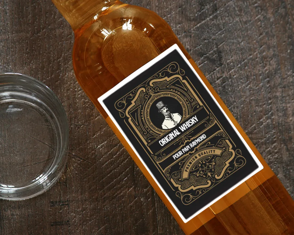 Bouteille de whisky personnalisée message - Rétro