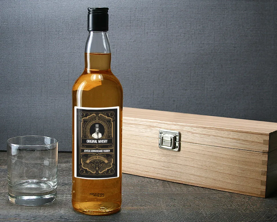 Bouteille de whisky personnalisée message - Rétro