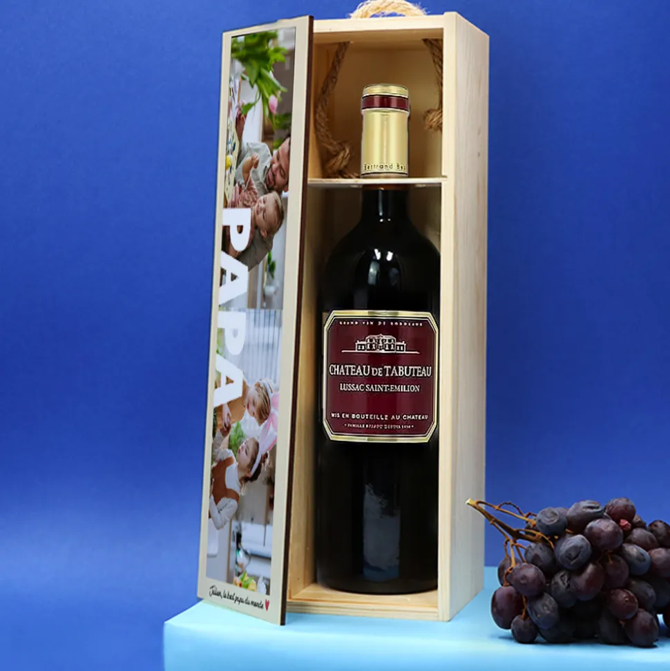 Bouteille et caisse à vin personnalisée - Multi-photos