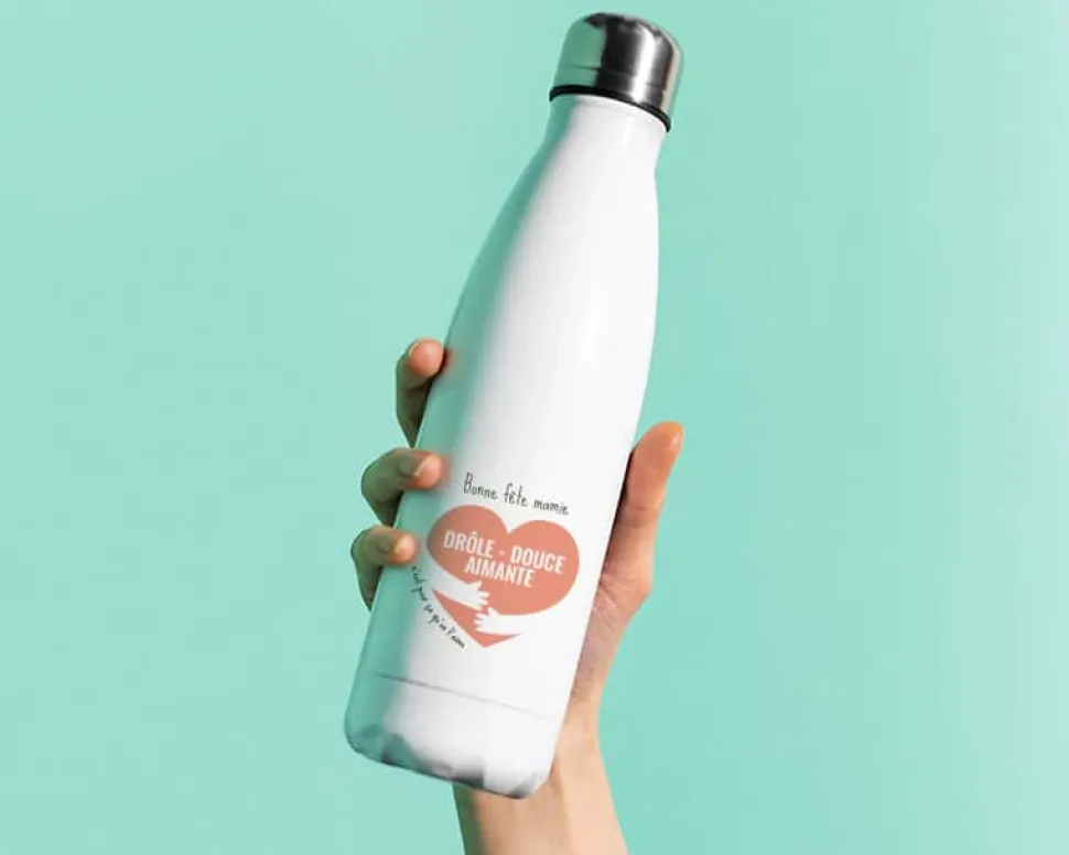 Bouteille isotherme en inox personnalisée - C'est pour ça qu'on t'aime