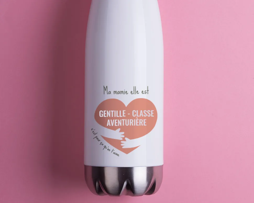 Bouteille isotherme en inox personnalisée - C'est pour ça qu'on t'aime