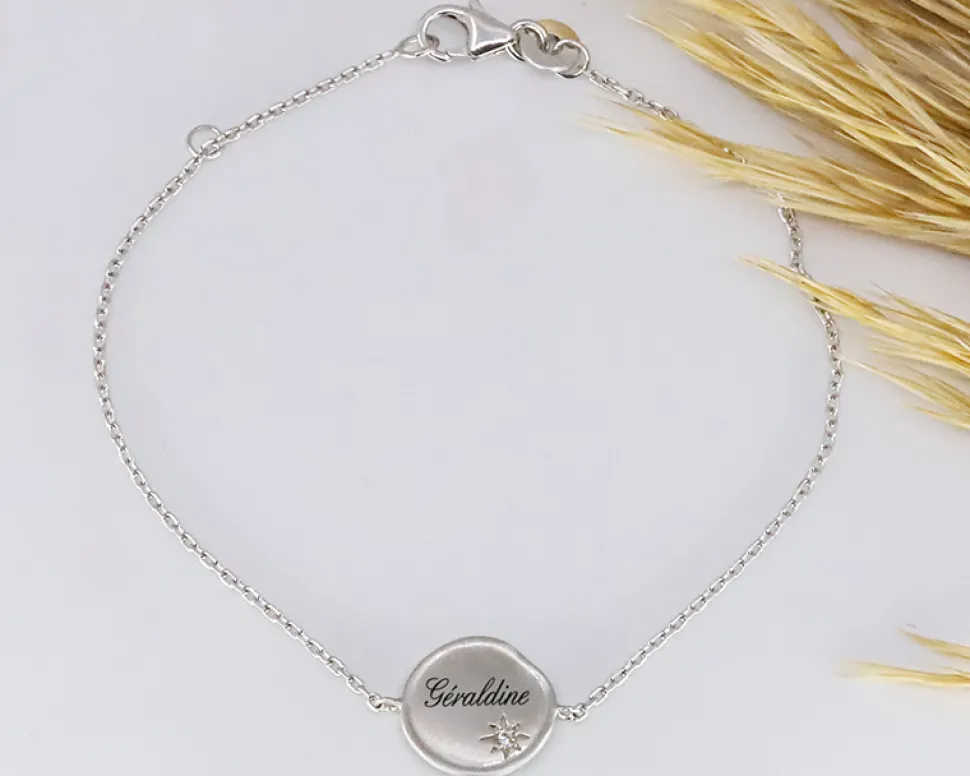 Bracelet brossé personnalisé - Argent ou Plaqué Or