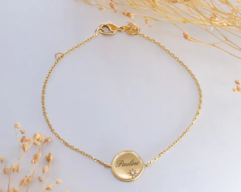 Bracelet brossé personnalisé - Argent ou Plaqué Or
