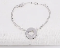 Bracelet coeur et double chaîne en Argent véritable