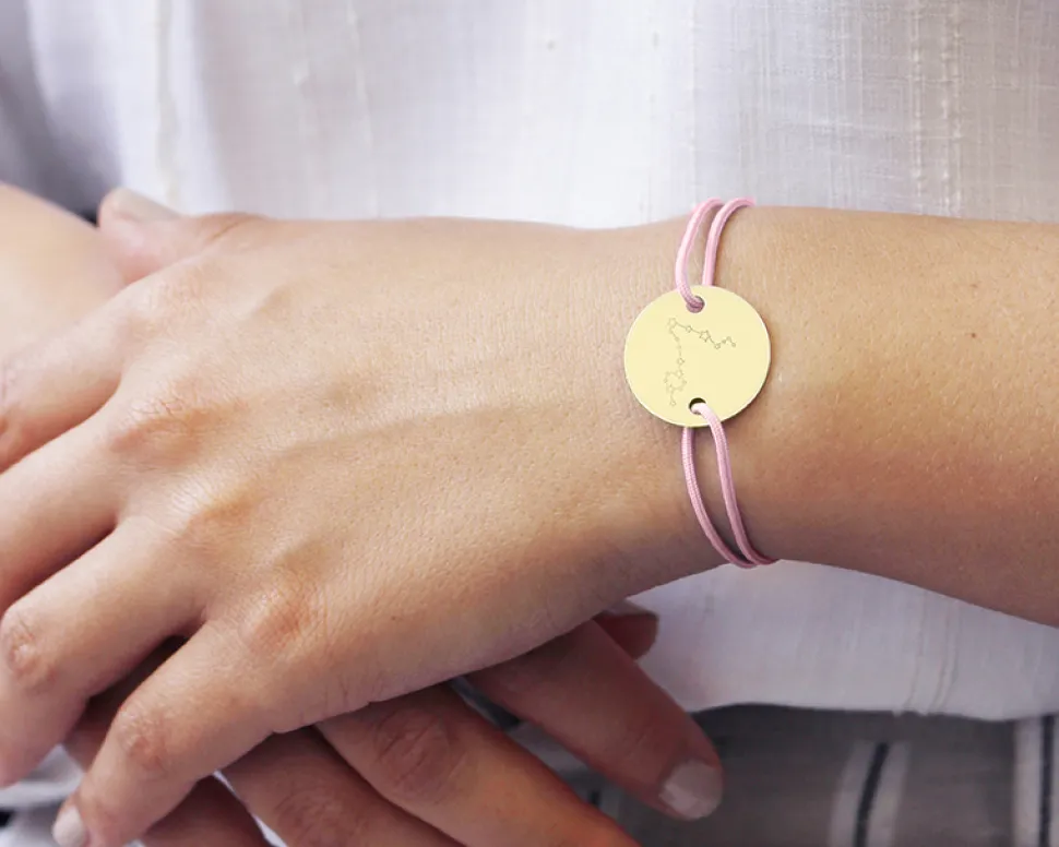 Bracelet cordon personnalisé Plaqué or - Constellations