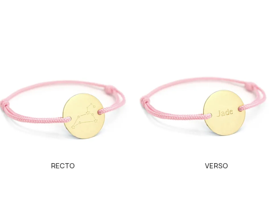 Bracelet cordon personnalisé Plaqué or - Constellations