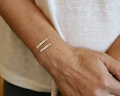 Bracelet double plaques en argent véritable