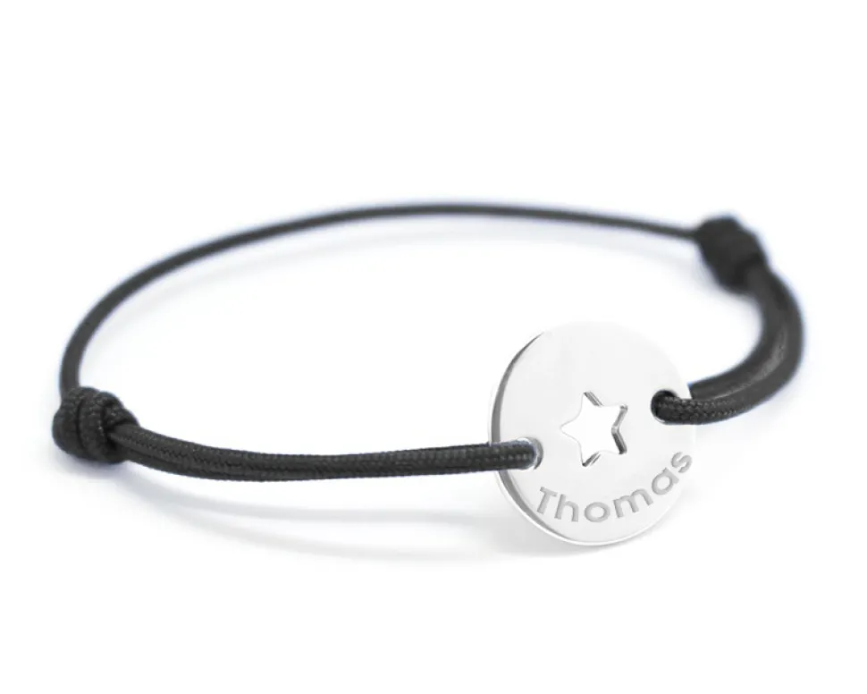 Bracelet Jeton Personnalisable - Etoile argent véritable