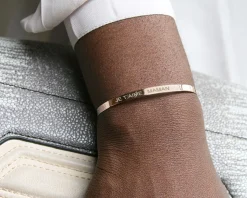 Bracelet Jonc gravé Je t'aime maman Argent rosé et son miroir personnalisable