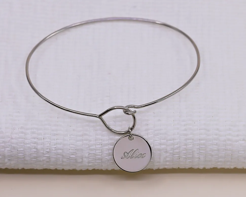 Bracelet jonc personnalisé - Plaqué or 18 carats, argent ou argent rosé