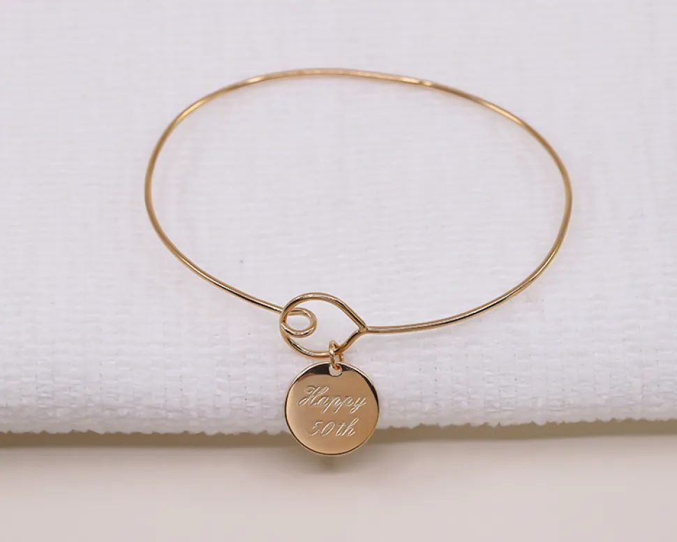 Bracelet jonc personnalisé - Plaqué or 18 carats, argent ou argent rosé