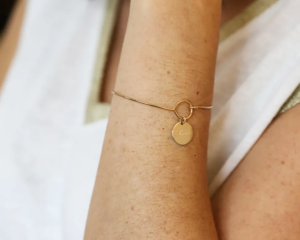 Bracelet jonc personnalisé - Plaqué or 18 carats, argent ou argent rosé