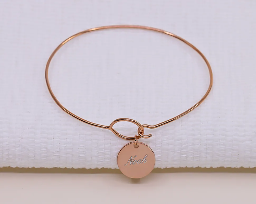Bracelet jonc personnalisé - Plaqué or 18 carats, argent ou argent rosé