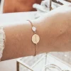 Bracelet médaille pour femme - Nacre blanche ou Pierre Rose