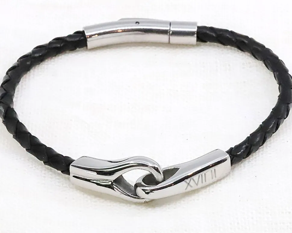 Bracelet Menottes en cuir et Acier