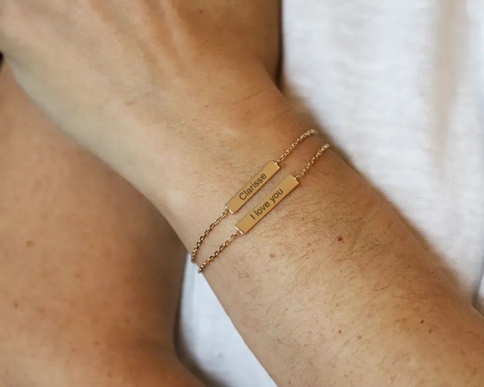 Bracelet personnalisé double plaques - plaqué or 18 carats