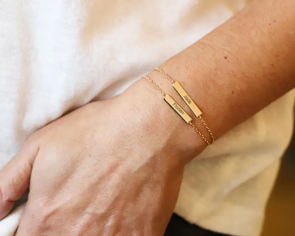 Bracelet personnalisé double plaques - plaqué or 18 carats