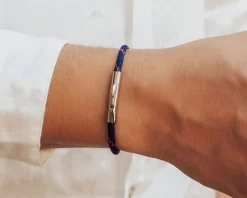 Bracelet personnalisé pour homme - cordon rouge et bleu