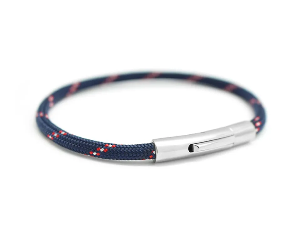 Bracelet personnalisé pour homme - cordon rouge et bleu