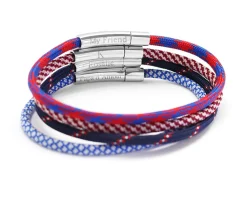 Bracelet personnalisé pour homme - cordon rouge et bleu