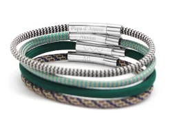 Bracelet personnalisé pour homme - cordon aquamarine
