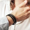 Bracelet personnalisable mix cuir - Marron ou noir