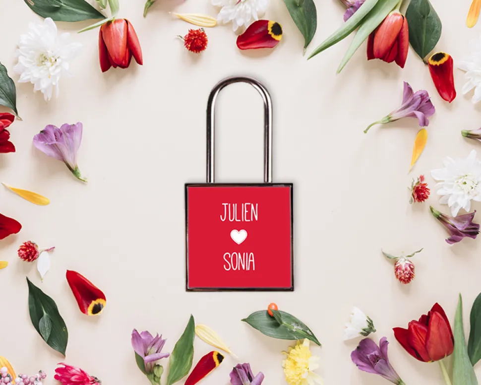 Cadenas de l'Amour Personnalisable - Prénoms - Rouge Passion