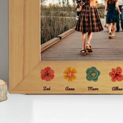 Cadre en bois personnalisé - Famille fleurs