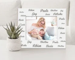 Cadre en métal blanc gravé Personnalisable - Famille Prénoms