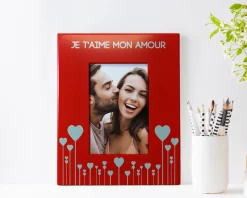 Cadre métal rouge gravé Maman