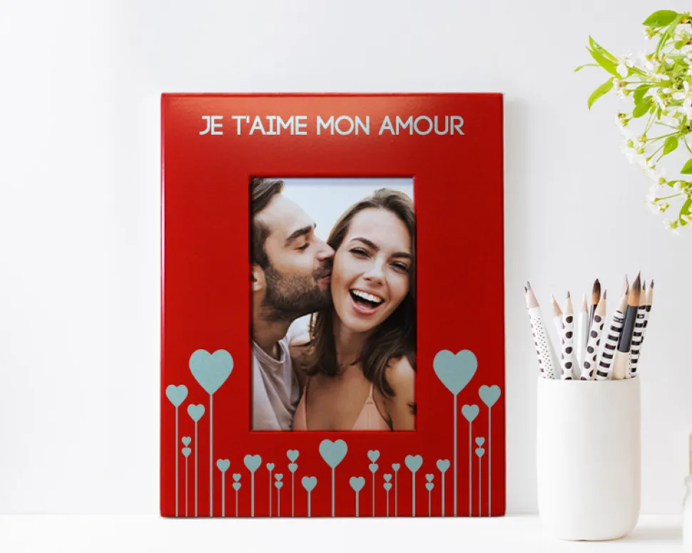 Cadre métal rouge gravé Maman
