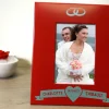 Cadre métal rouge gravé Mariage