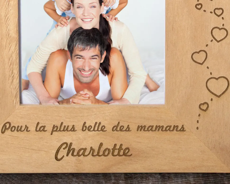 Cadre photo en bois gravé