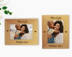 Cadre photo en bois gravé - Maman