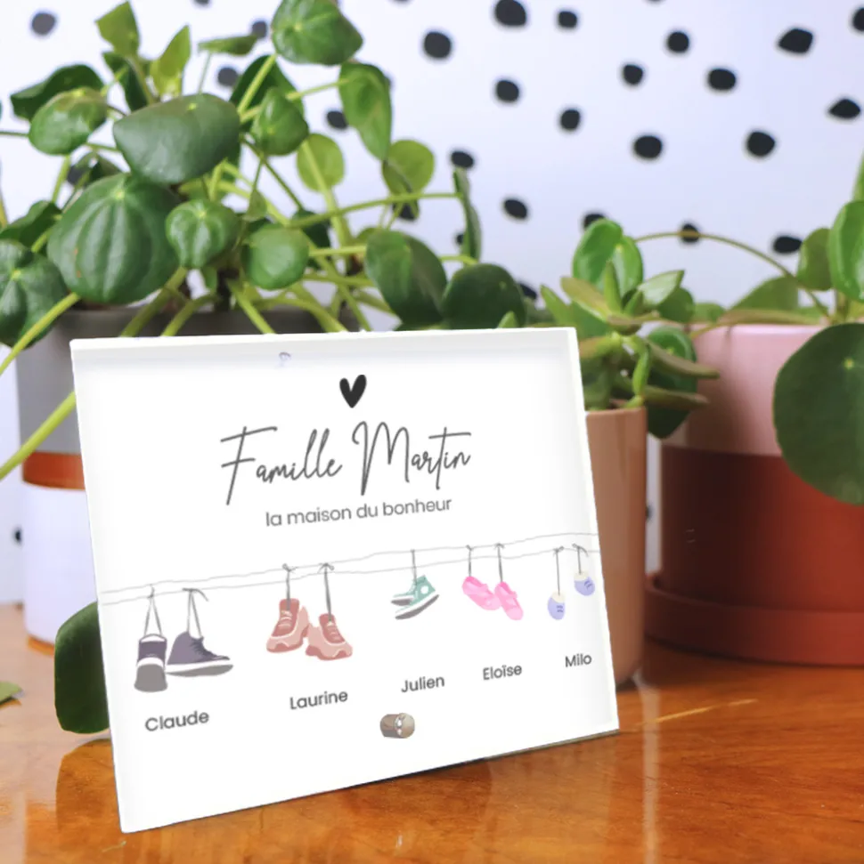 Cadre photo en verre personnalisé - Famille Chaussures