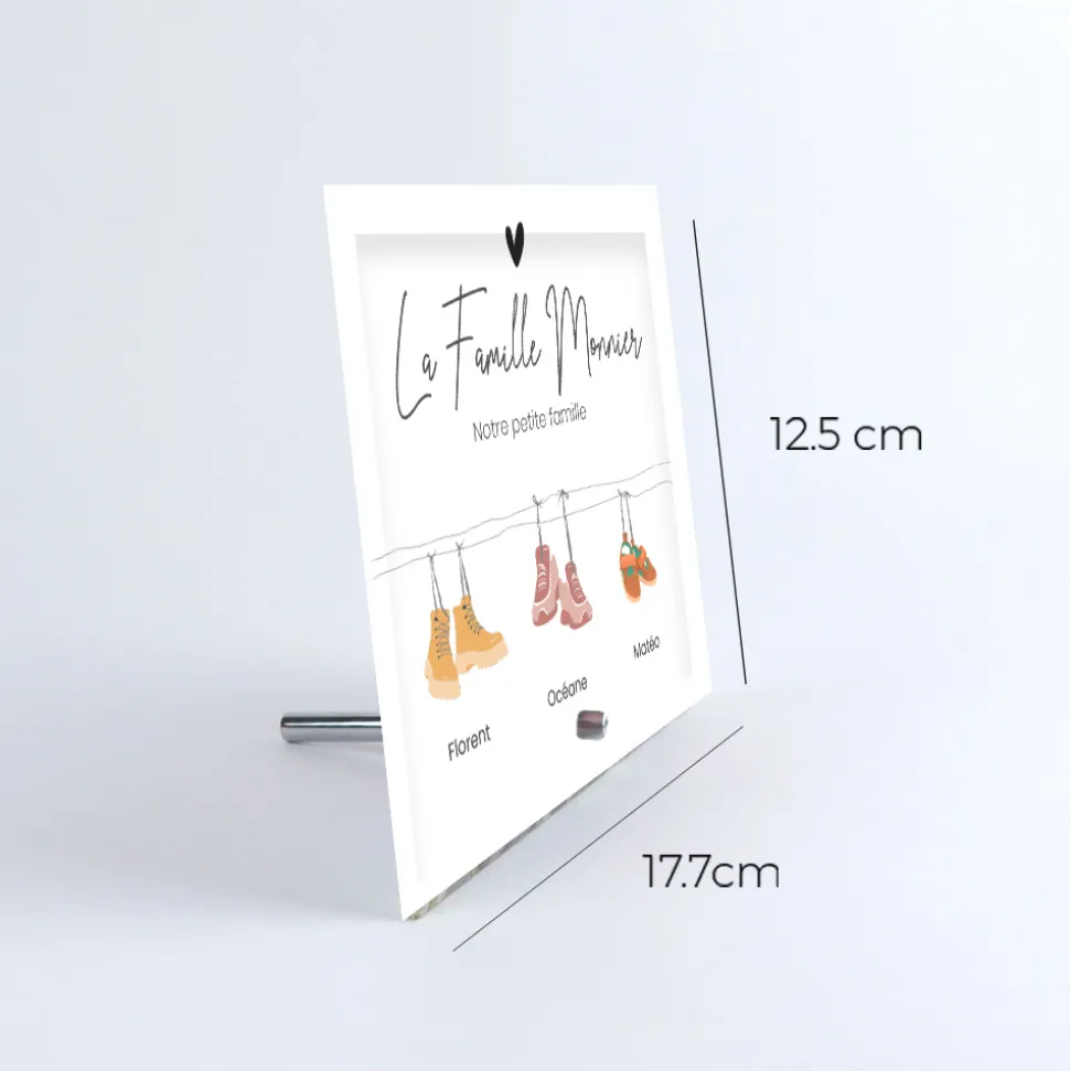 Cadre photo en verre personnalisé - Famille Chaussures