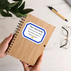 Cahier en bois personnalisé - Merci Maîtresse, Maître et ATSEM