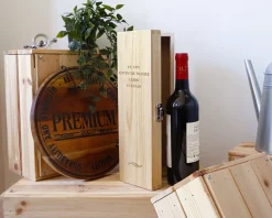 Caisse à vin personnalisée en bois - Message