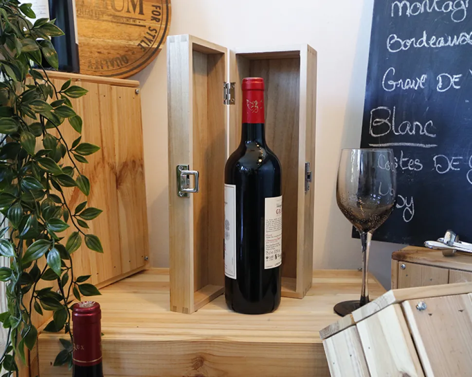 Caisse à vin personnalisée en bois - Message