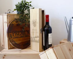 Caisse à vin personnalisée prénom - Cerf